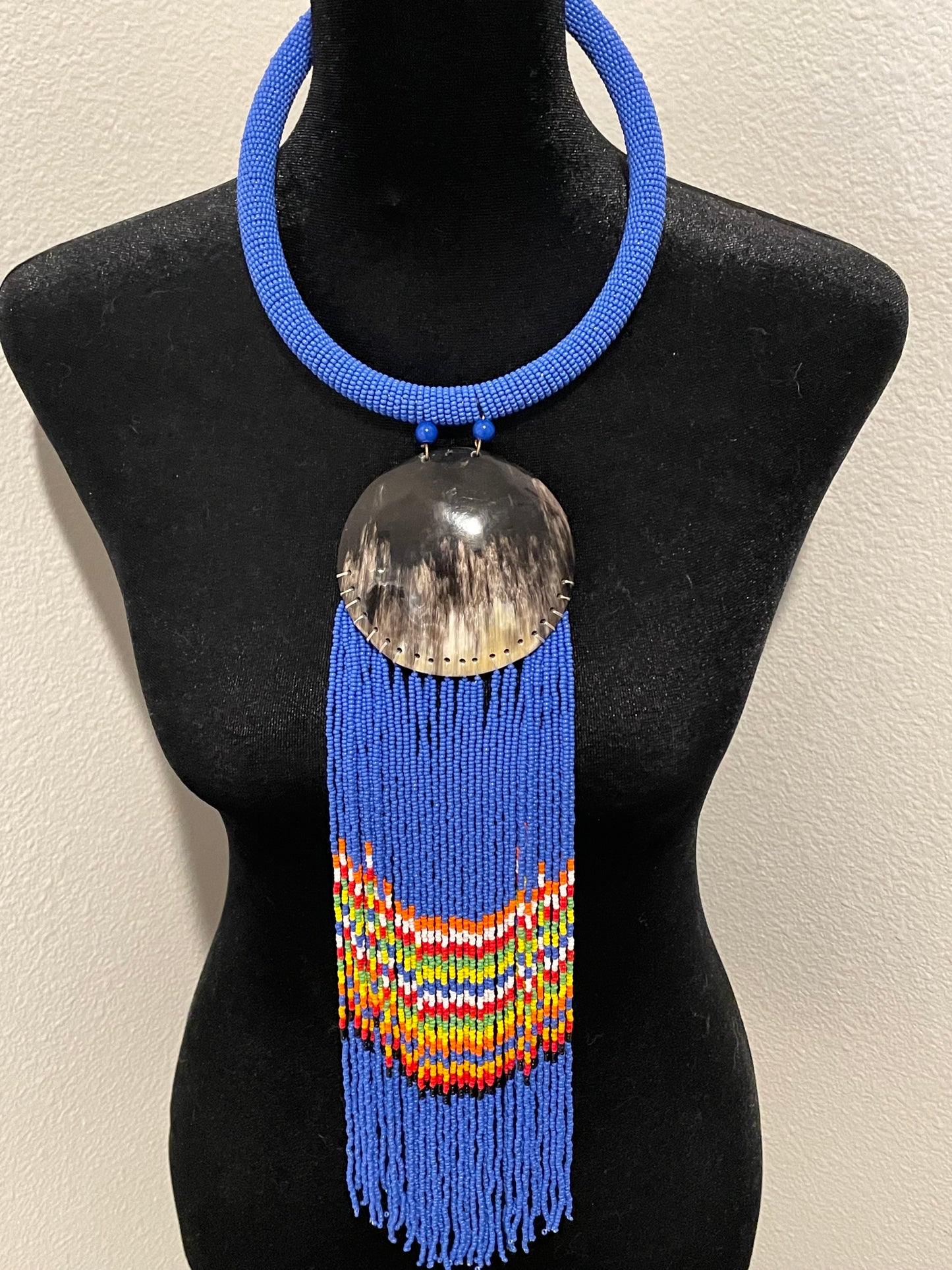 Blueish mix beaded necklace