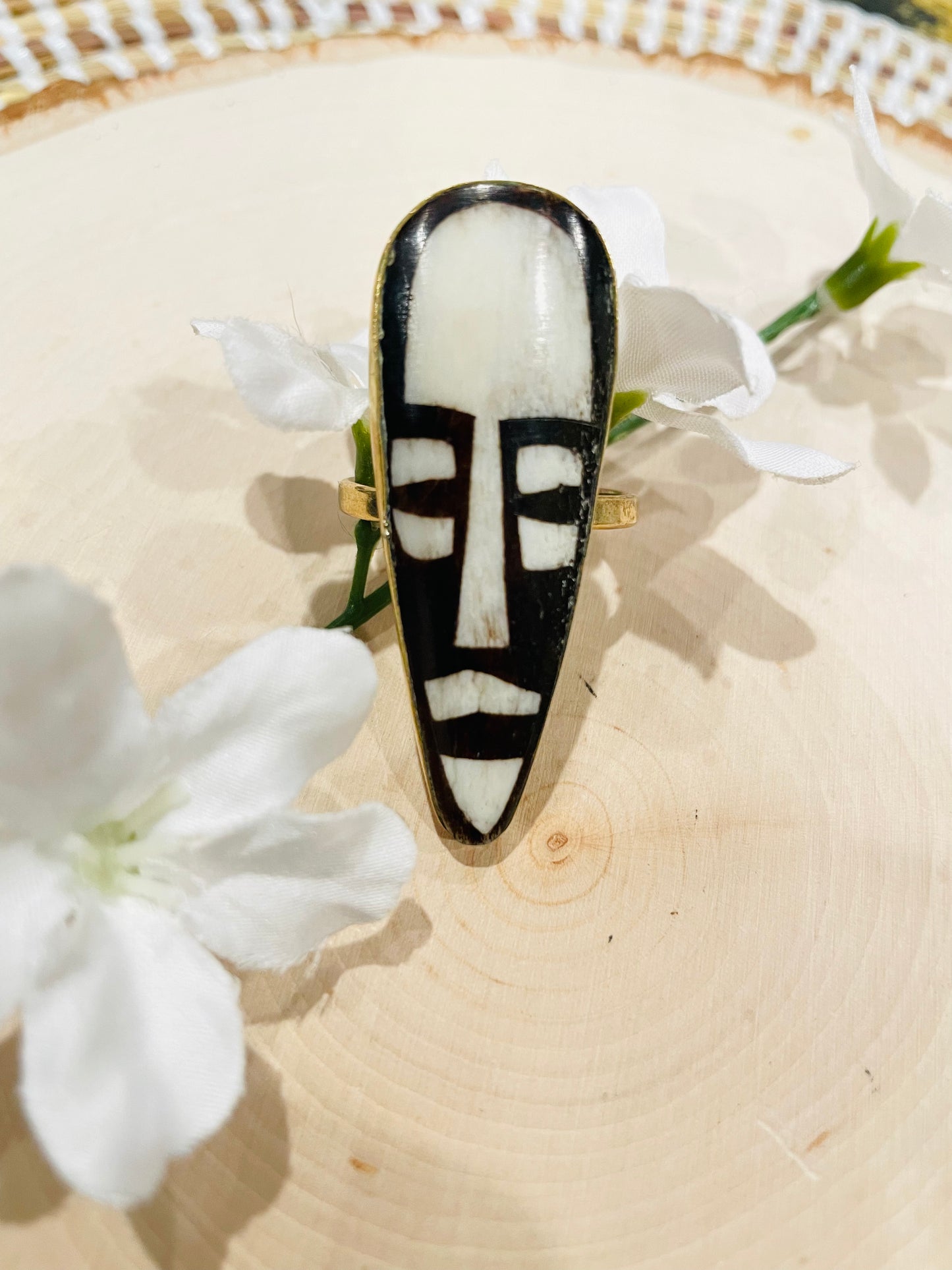 African Mask Ring- Adjustable