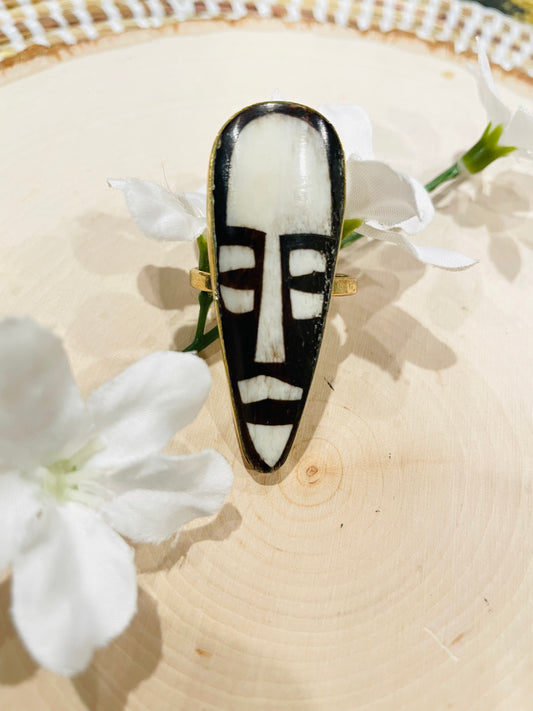 African Mask Ring- Adjustable