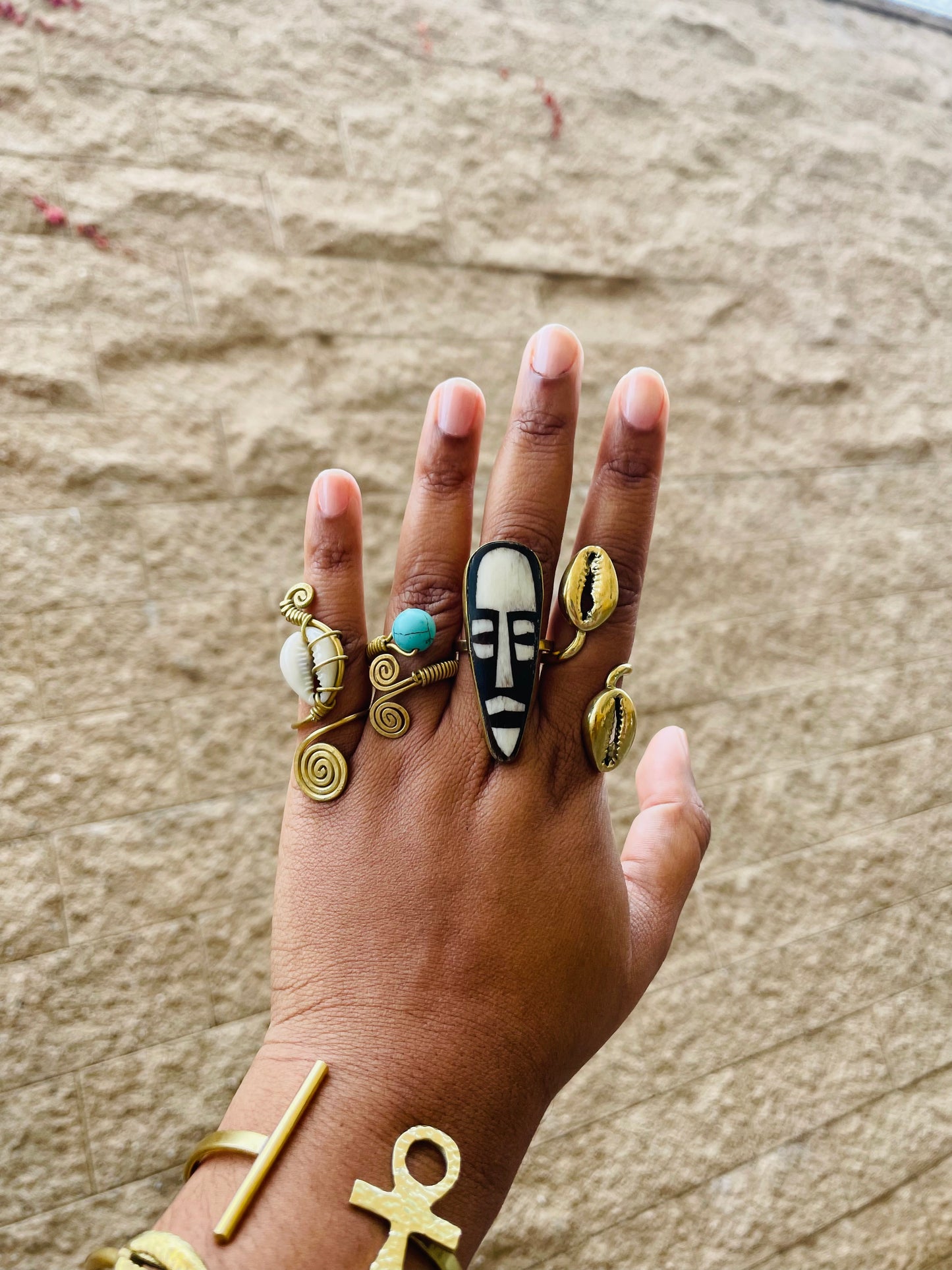 African Mask Ring- Adjustable