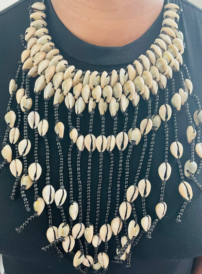 Dangle Cowrie statement necklace