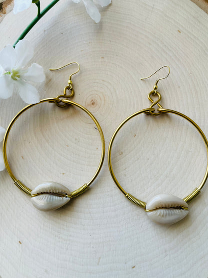 Cowrie Hoop Earrings
