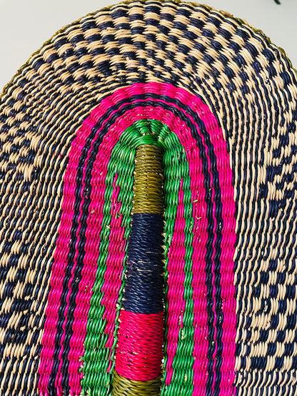 Pretty in Pink Handwoven Bolga Fan