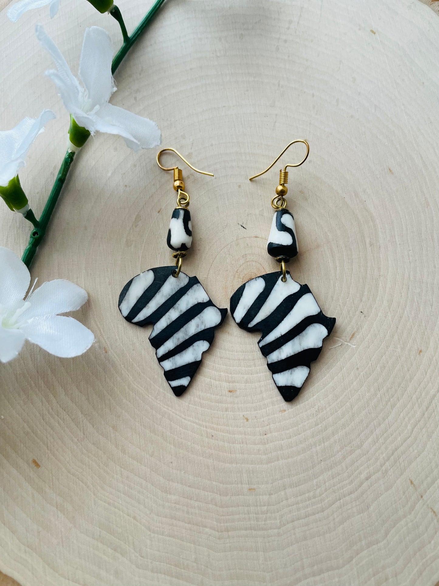 Zebra Africa Shaped Earrings