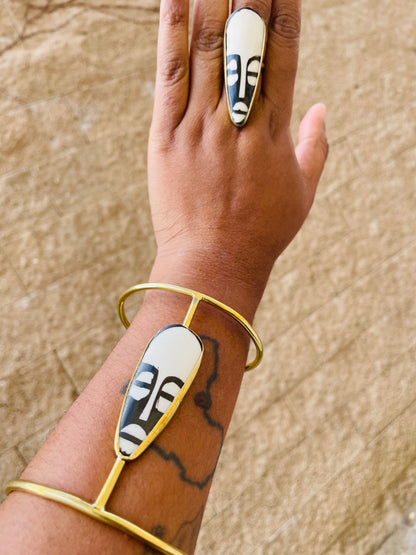 African Mask 3/4 Bracelet- Adjustable