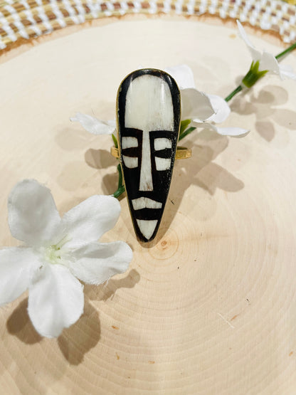 African Mask Ring- Adjustable