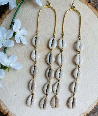 Goddess Drop Cowrie  Earrings