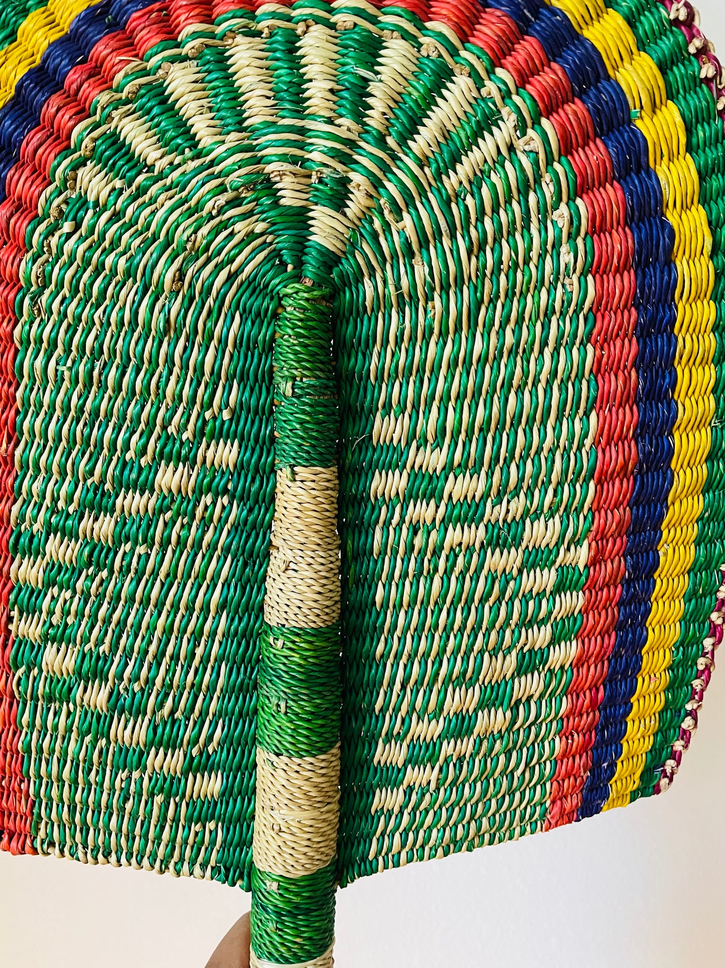 Green Multi Handwoven Bolga Fan