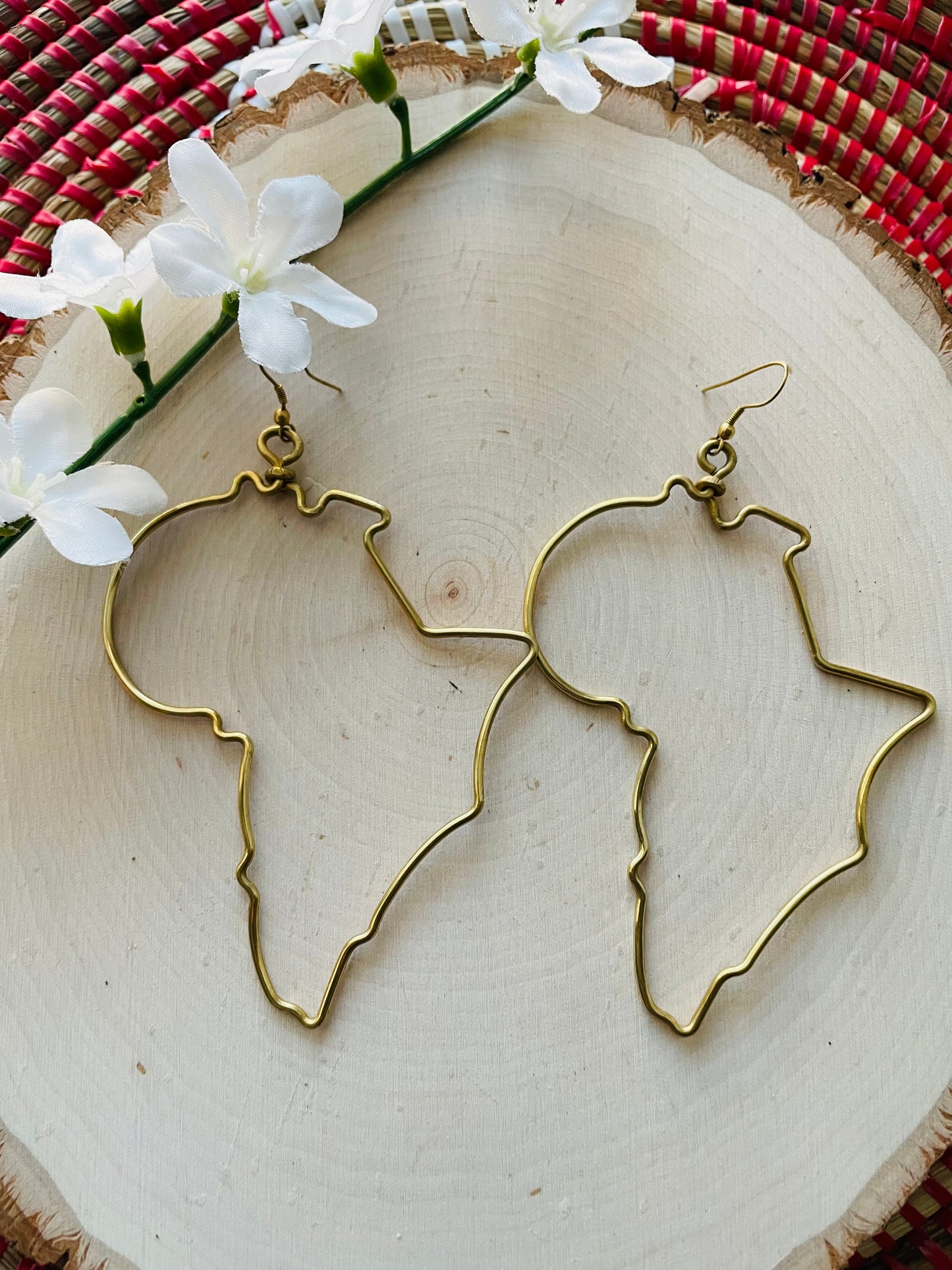 Africa Shaped Brass Earrings