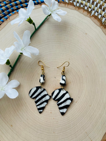 Zebra Africa Shaped Earrings