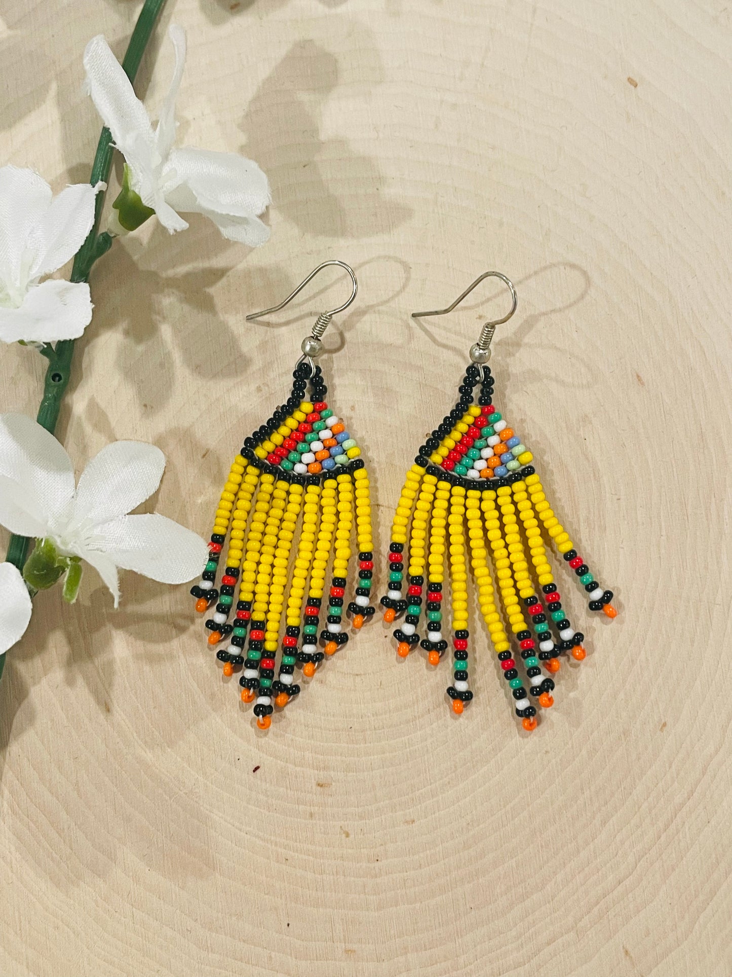 South African beaded earrings clearance- Yellow