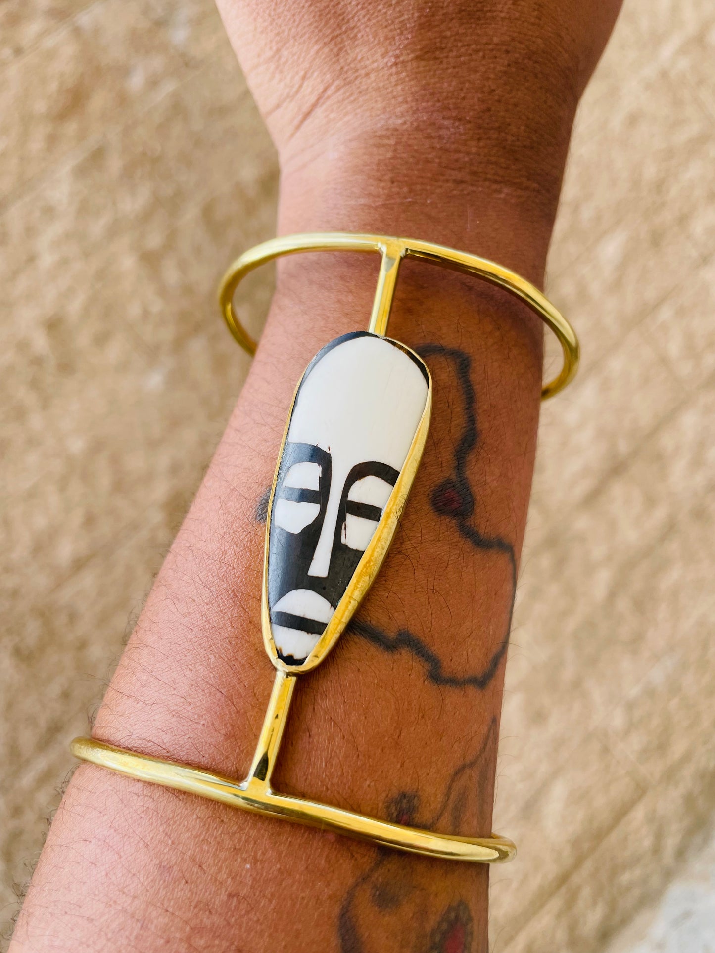 African Mask 3/4 Bracelet- Adjustable