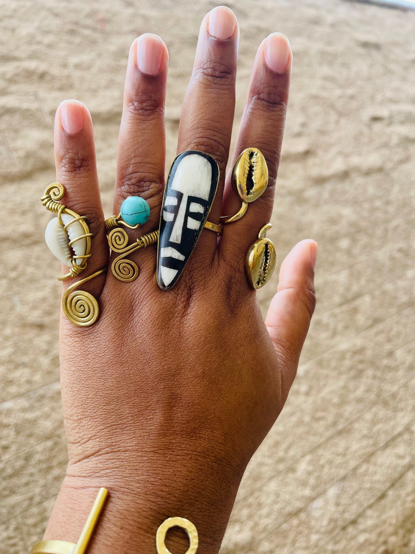 African Mask Ring- Adjustable