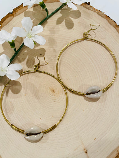 Cowrie Hoop Earrings