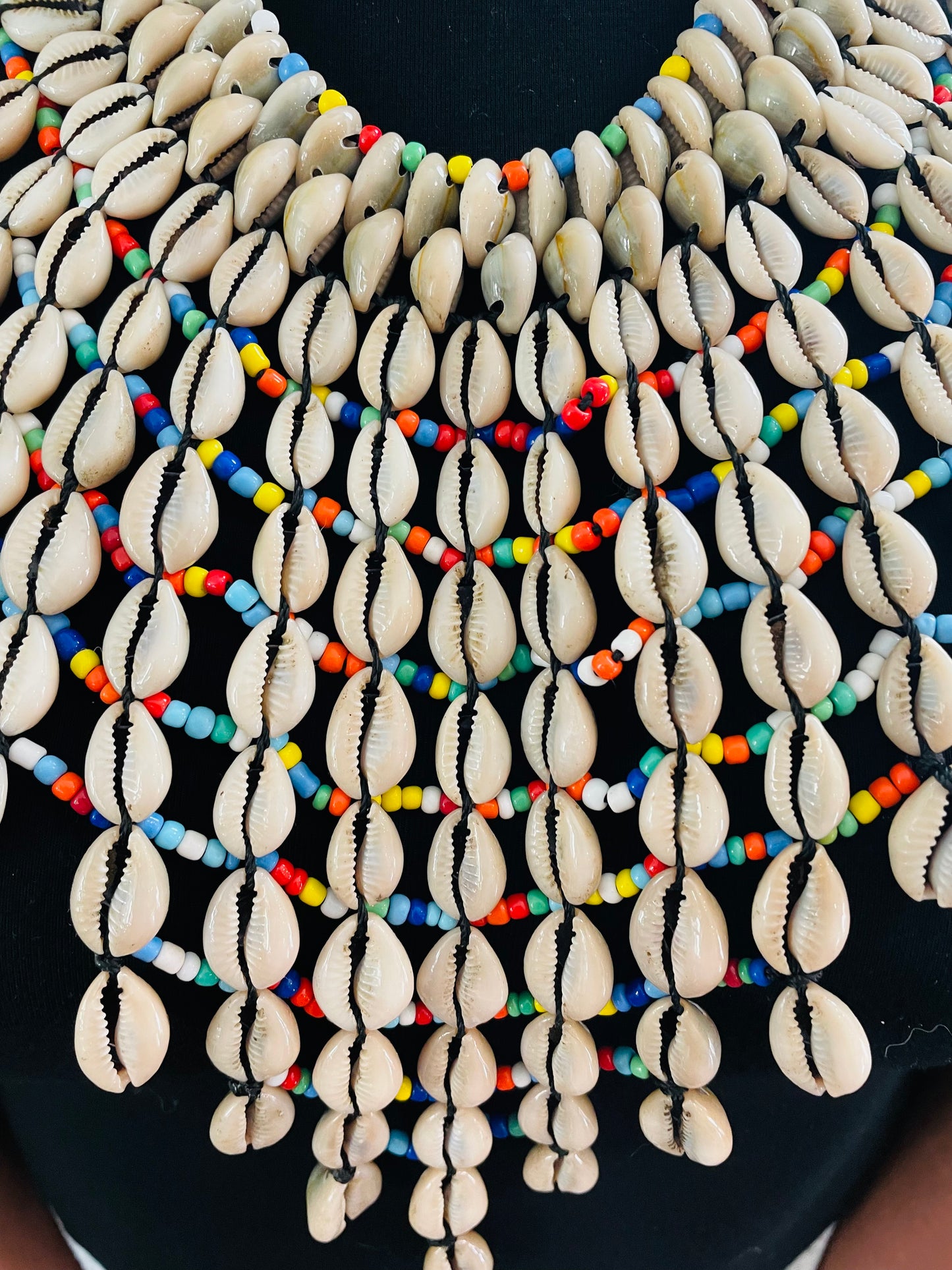 Multi Cowrie statement necklace