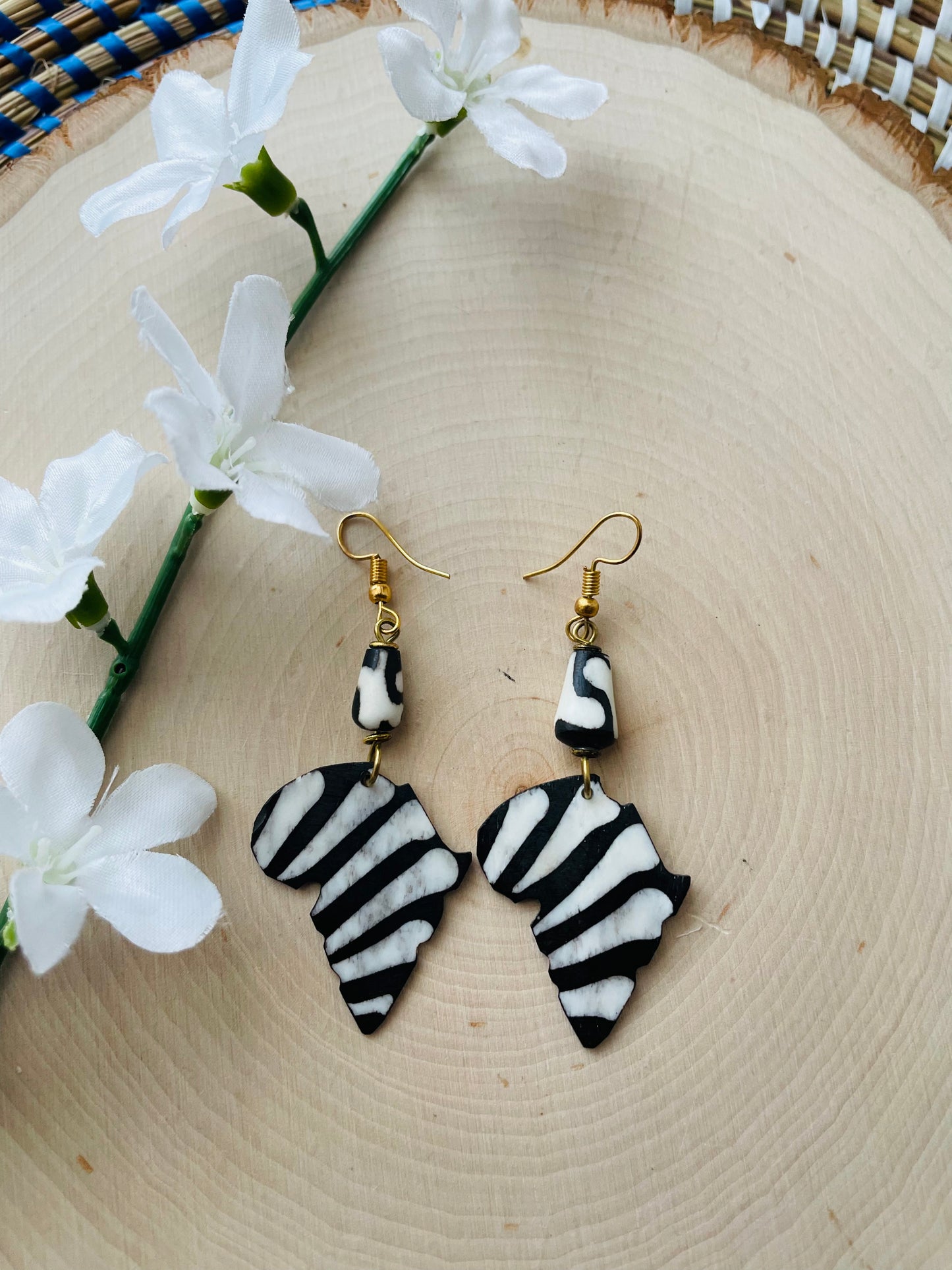 Zebra Africa Shaped Earrings