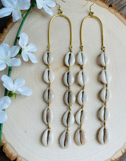 Goddess Drop Cowrie  Earrings