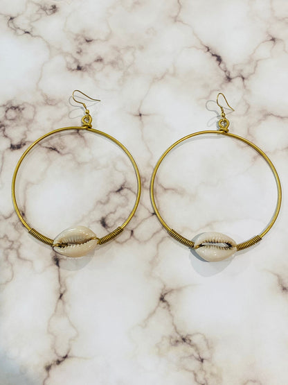 Cowrie Hoop Earrings