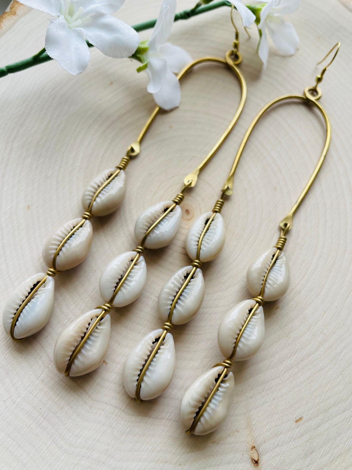 Drop Cowrie  Earrings