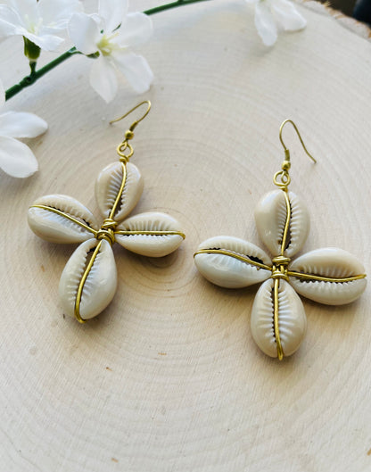 Cowrie Clover Earrings